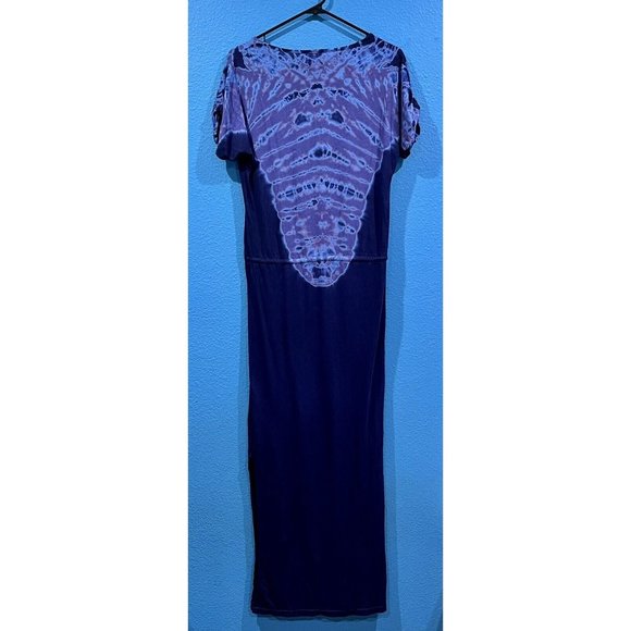 C&C California Purple Maxi Dress Cover Up Tie Dye Accent Side Slits Women Small - Picture 4 of 16